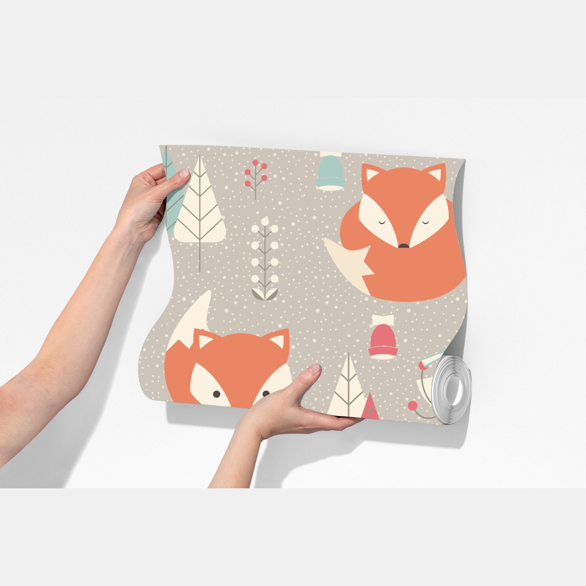 Fototapeta uroczy leśny wzór z lisami – Wallissimo® Fototapeta uroczy leśny wzór z lisami – Wallissimo®