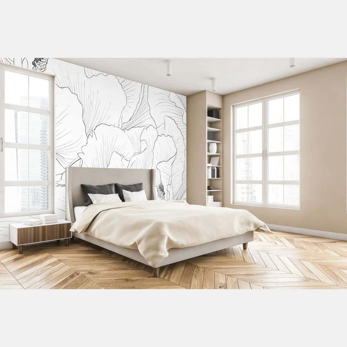 Fototapeta delikatny botaniczny rysunek kwiatowy – Wallissimo® Fototapeta delikatny botaniczny rysunek kwiatowy – Wallissimo®