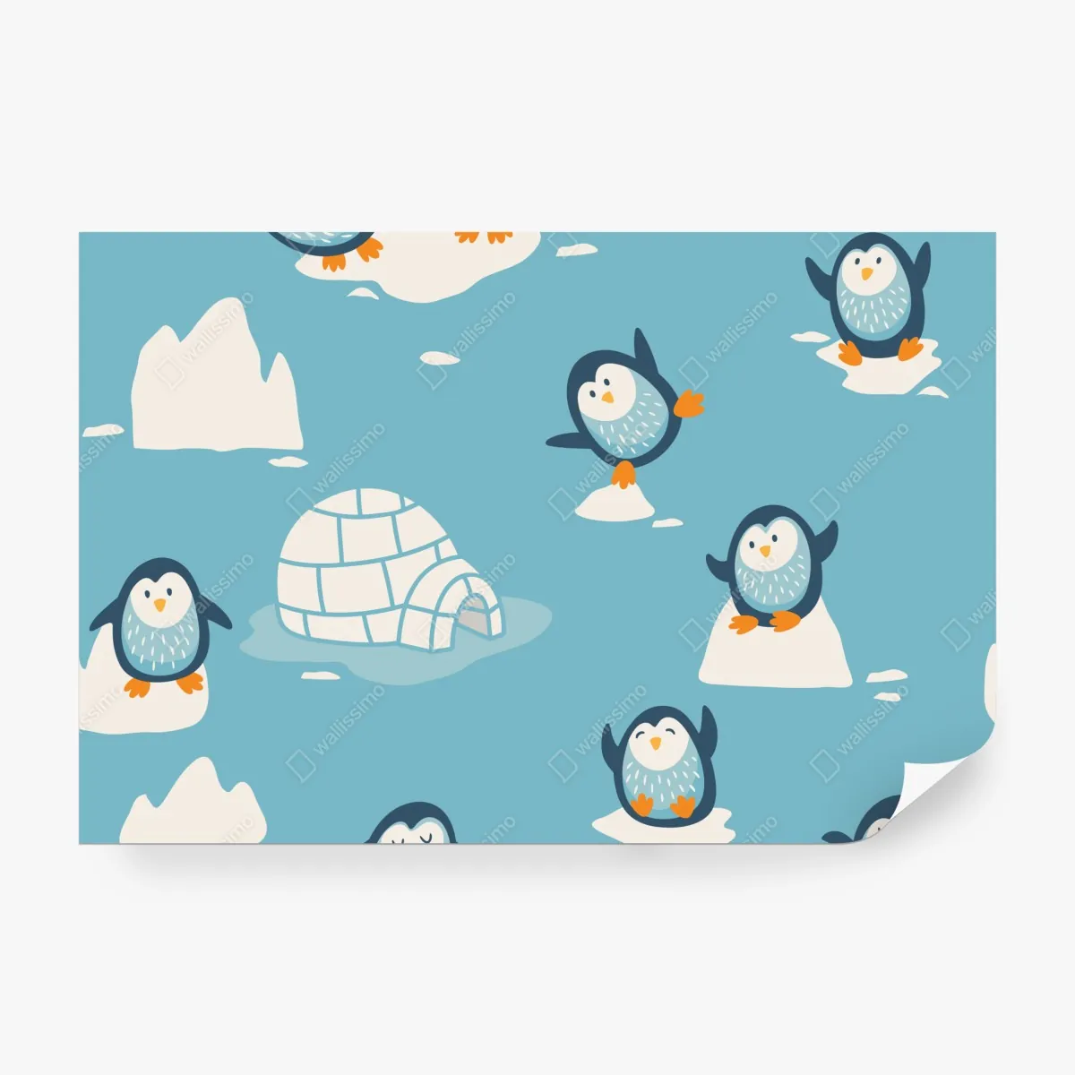 Fototapeta zabawny wzór z pingwinami do pokoju dziecięcego – Wallissimo® Fototapeta zabawny wzór z pingwinami do pokoju dziecięcego – Wallissimo®