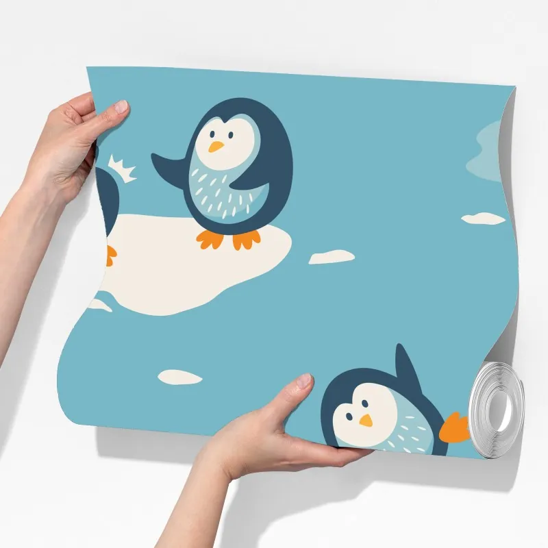 Fototapeta zabawny wzór z pingwinami do pokoju dziecięcego – Wallissimo® Fototapeta zabawny wzór z pingwinami do pokoju dziecięcego – Wallissimo®
