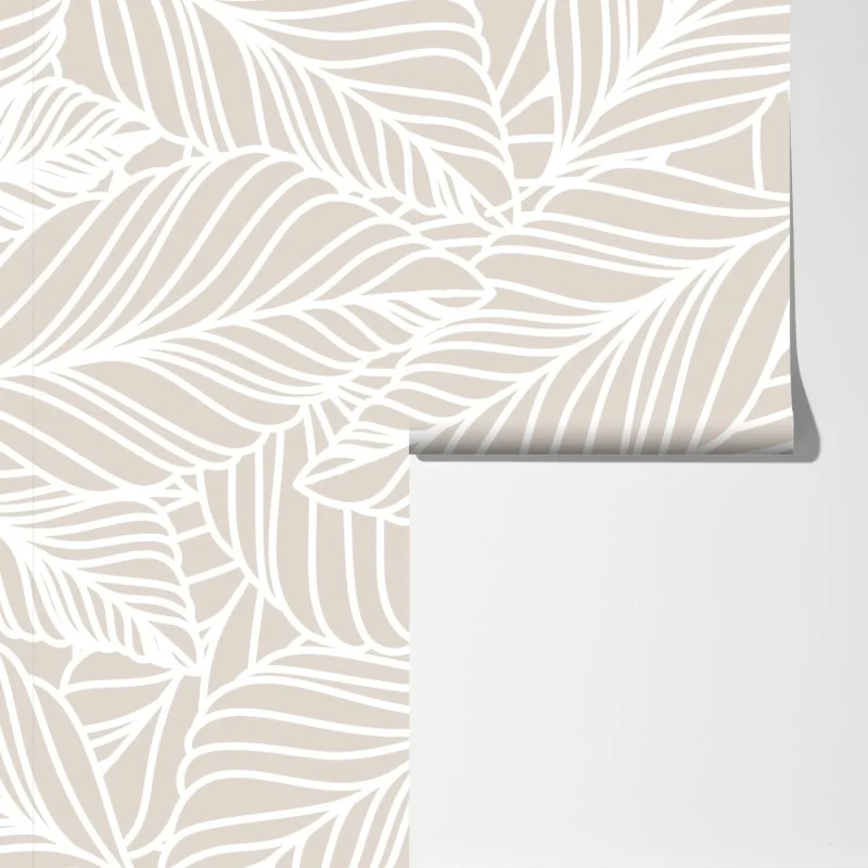 Fototapeta beżowy botaniczny wzór liści – Wallissimo® Fototapeta beżowy botaniczny wzór liści – Wallissimo®