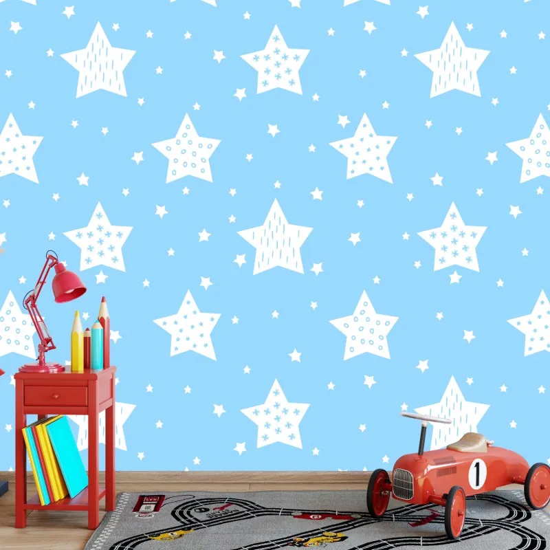 Fototapeta miękkie niebieskie gwiazdki do pokoju dziecięcego