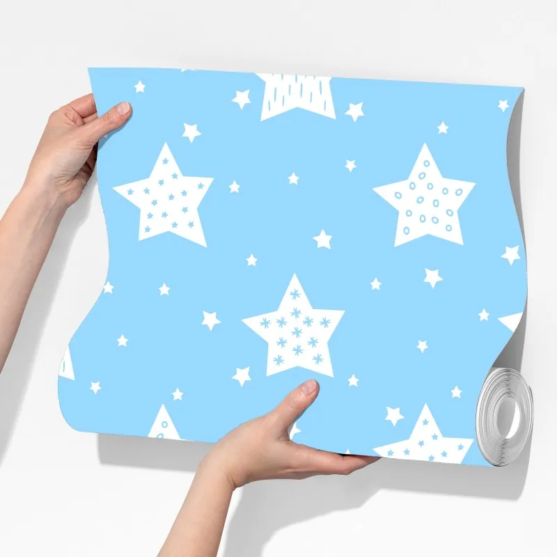 Fototapeta miękkie niebieskie gwiazdki do pokoju dziecięcego – Wallissimo® Fototapeta miękkie niebieskie gwiazdki do pokoju dziecięcego – Wallissimo®