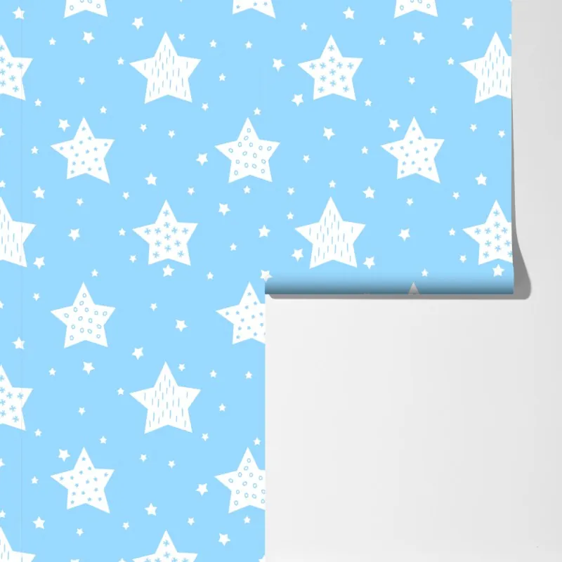 Fototapeta miękkie niebieskie gwiazdki do pokoju dziecięcego – Wallissimo® Fototapeta miękkie niebieskie gwiazdki do pokoju dziecięcego – Wallissimo®