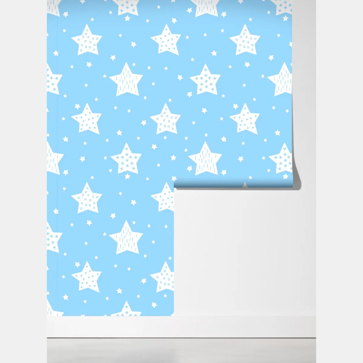 Fototapeta miękkie niebieskie gwiazdki do pokoju dziecięcego – Wallissimo® Fototapeta miękkie niebieskie gwiazdki do pokoju dziecięcego – Wallissimo®