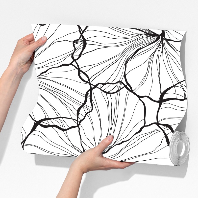 Fototapeta czarno-biały hibiskus w stylu line art – Wallissimo® Fototapeta czarno-biały hibiskus w stylu line art – Wallissimo®