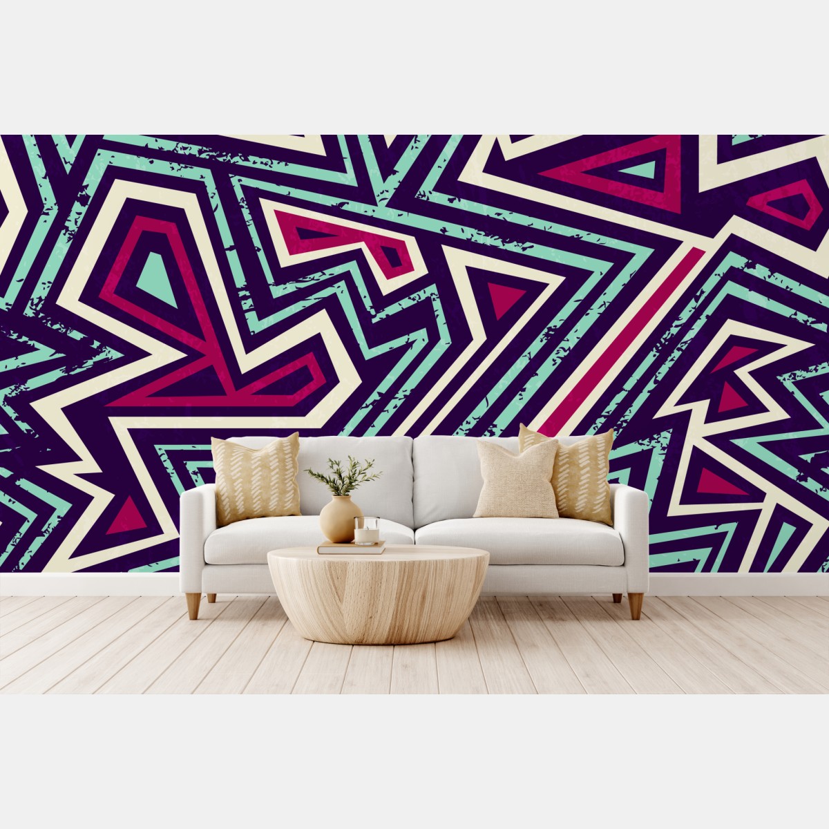 Wall mural bold geometric triangle pattern