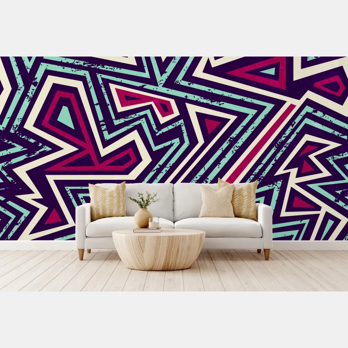 Fototapeta odważny geometryczny wzór z trójkątami – Wallissimo® Fototapeta odważny geometryczny wzór z trójkątami – Wallissimo®