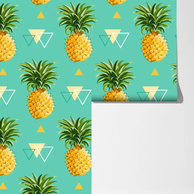 Fototapeta tropikalny wzór z ananasami na turkusowym tle – Wallissimo® Fototapeta tropikalny wzór z ananasami na turkusowym tle – Wallissimo®