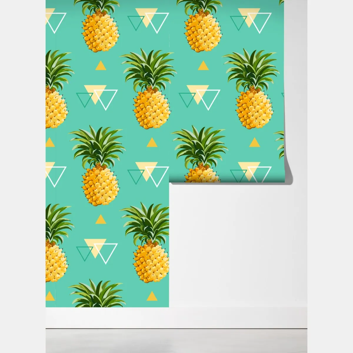 Fototapeta tropikalny wzór z ananasami na turkusowym tle – Wallissimo® Fototapeta tropikalny wzór z ananasami na turkusowym tle – Wallissimo®