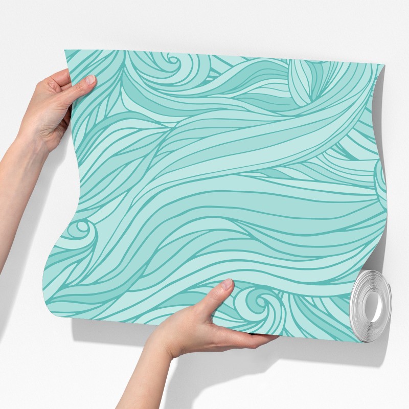 Fototapeta turkusowy wzór falowy do dekoracji ścian – Wallissimo® Fototapeta turkusowy wzór falowy do dekoracji ścian – Wallissimo®