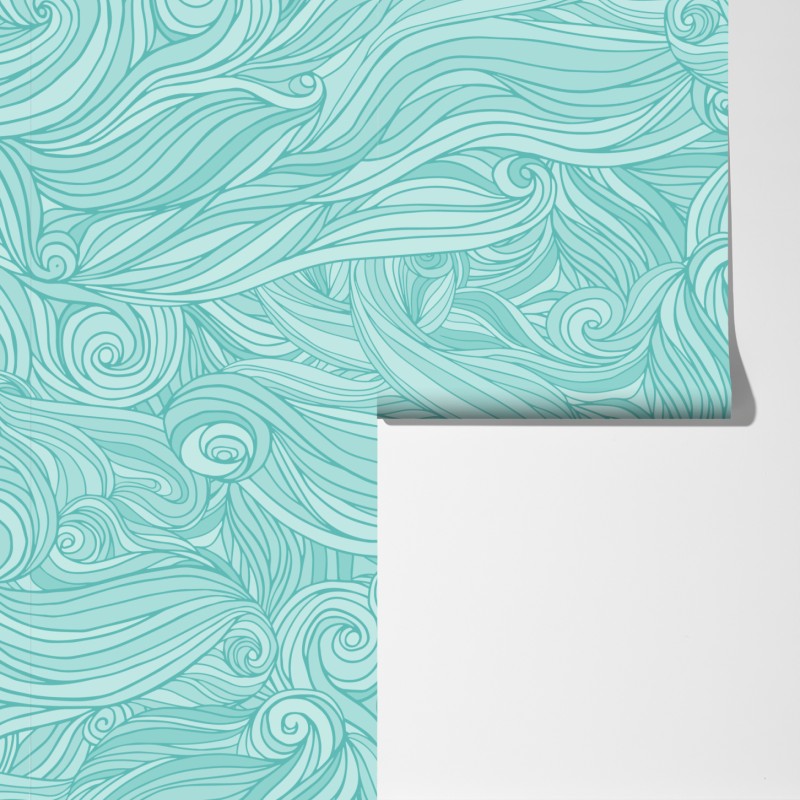 Fototapeta turkusowy wzór falowy do dekoracji ścian – Wallissimo® Fototapeta turkusowy wzór falowy do dekoracji ścian – Wallissimo®