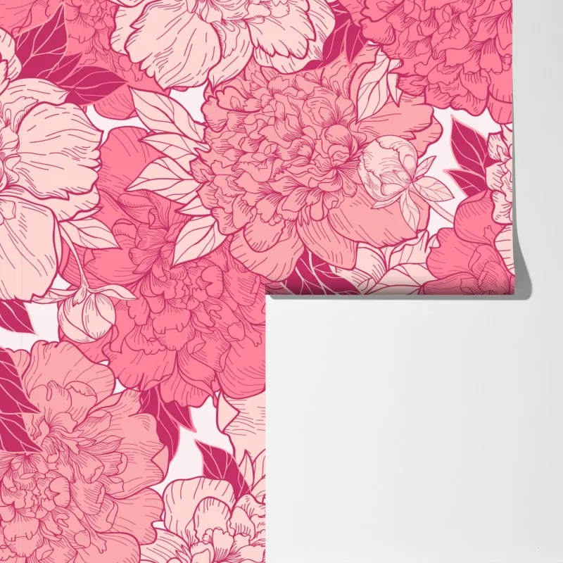 Fototapeta różowy wzór z piwoniami – Wallissimo® Fototapeta różowy wzór z piwoniami – Wallissimo®