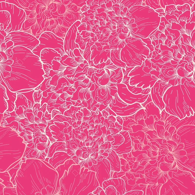 Fototapeta intensywny różowy wzór z peoniami – Wallissimo® Fototapeta intensywny różowy wzór z peoniami – Wallissimo®