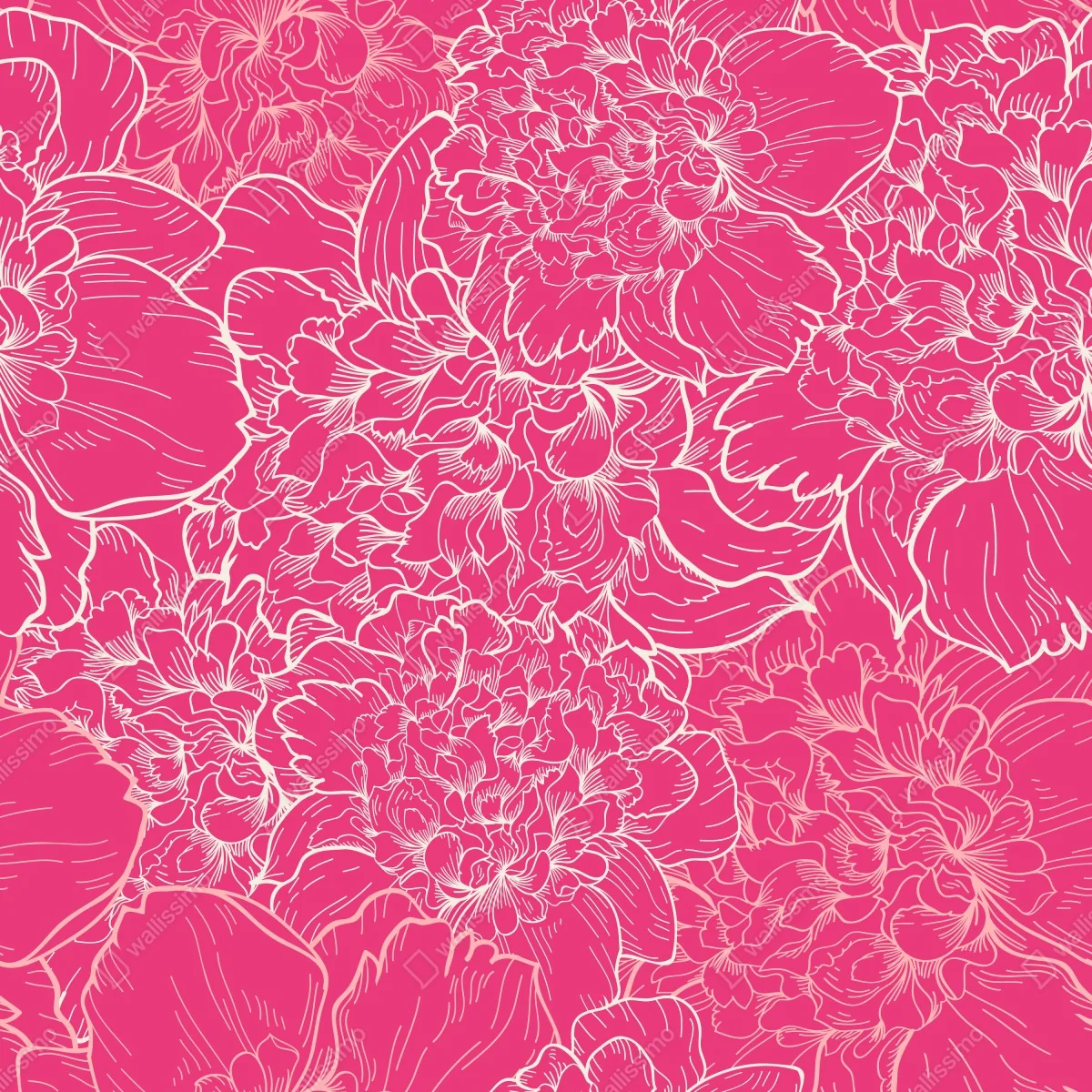 Fototapeta intensywny różowy wzór z peoniami – Wallissimo® Fototapeta intensywny różowy wzór z peoniami – Wallissimo®