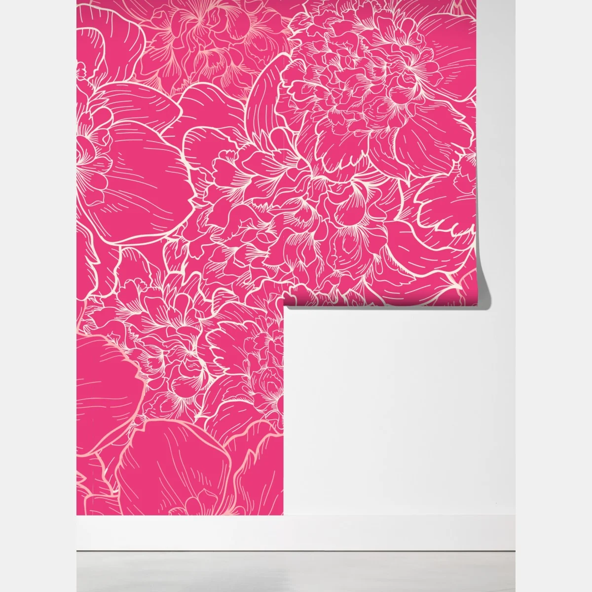 Fototapeta intensywny różowy wzór z peoniami – Wallissimo® Fototapeta intensywny różowy wzór z peoniami – Wallissimo®