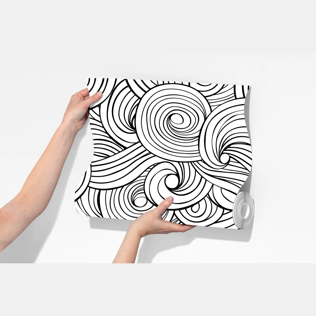 Fototapeta czarno-biały wzór ze spiralami – Wallissimo® Fototapeta czarno-biały wzór ze spiralami – Wallissimo®