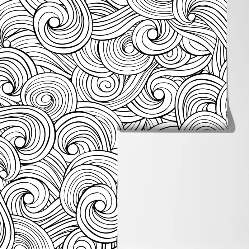 Fototapeta czarno-biały wzór ze spiralami – Wallissimo® Fototapeta czarno-biały wzór ze spiralami – Wallissimo®