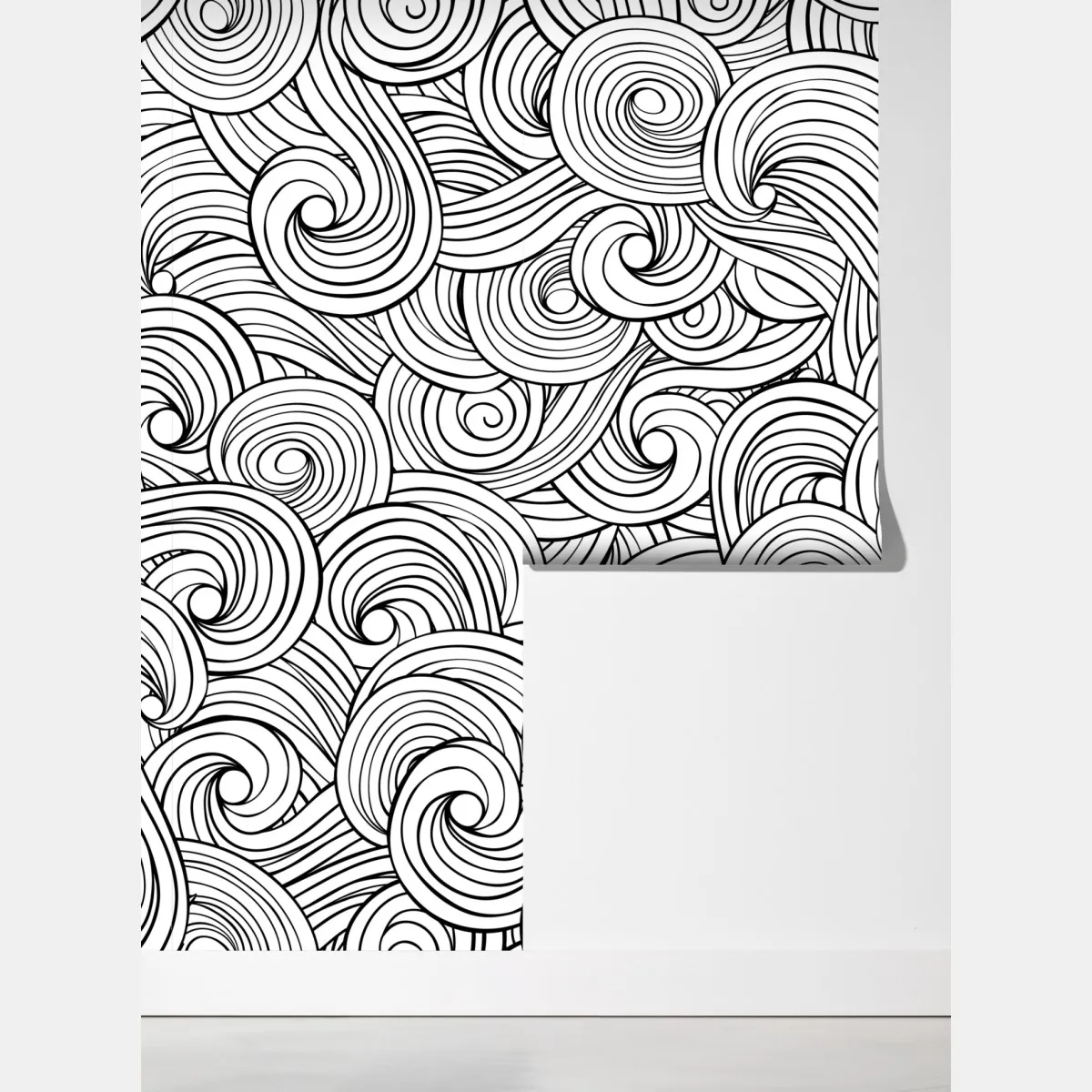 Fototapeta czarno-biały wzór ze spiralami – Wallissimo® Fototapeta czarno-biały wzór ze spiralami – Wallissimo®