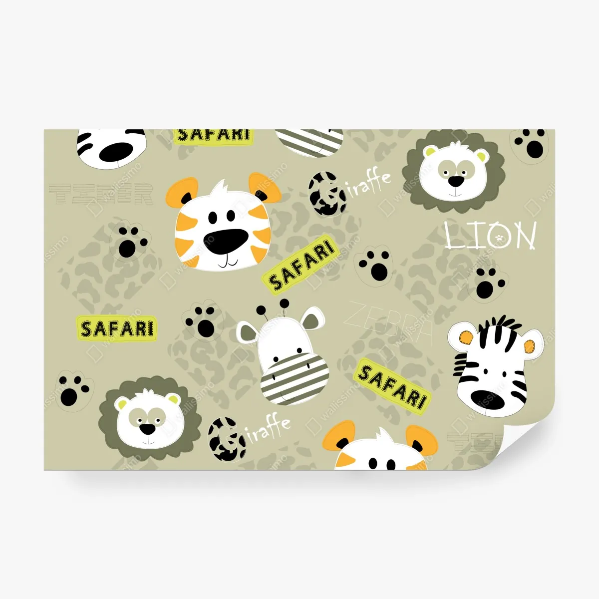 Fototapeta uroczy wzór safari dla dzieci – Wallissimo® Fototapeta uroczy wzór safari dla dzieci – Wallissimo®