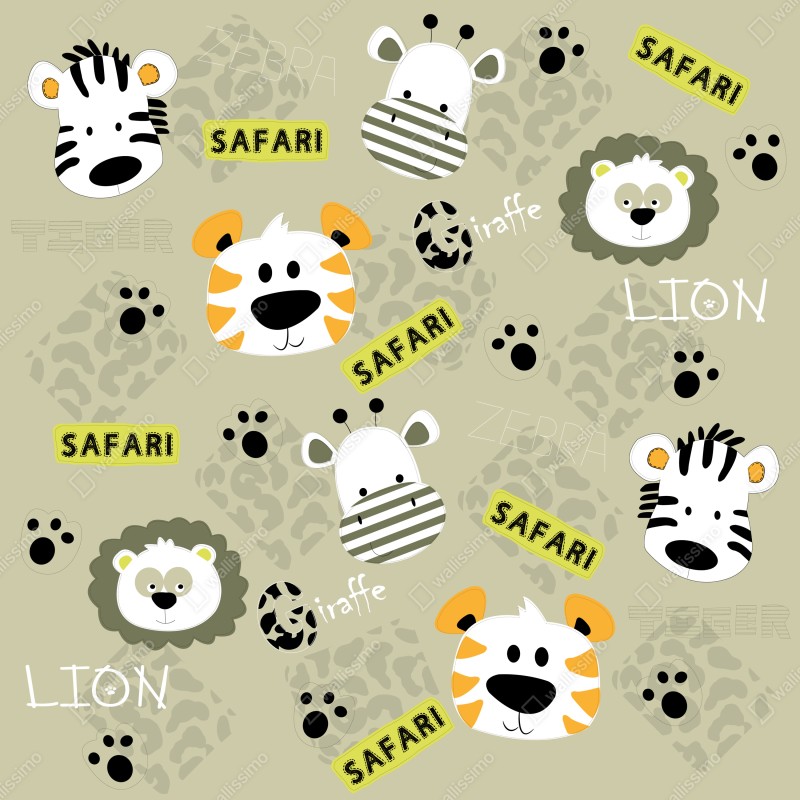 Fototapeta uroczy wzór safari dla dzieci – Wallissimo® Fototapeta uroczy wzór safari dla dzieci – Wallissimo®