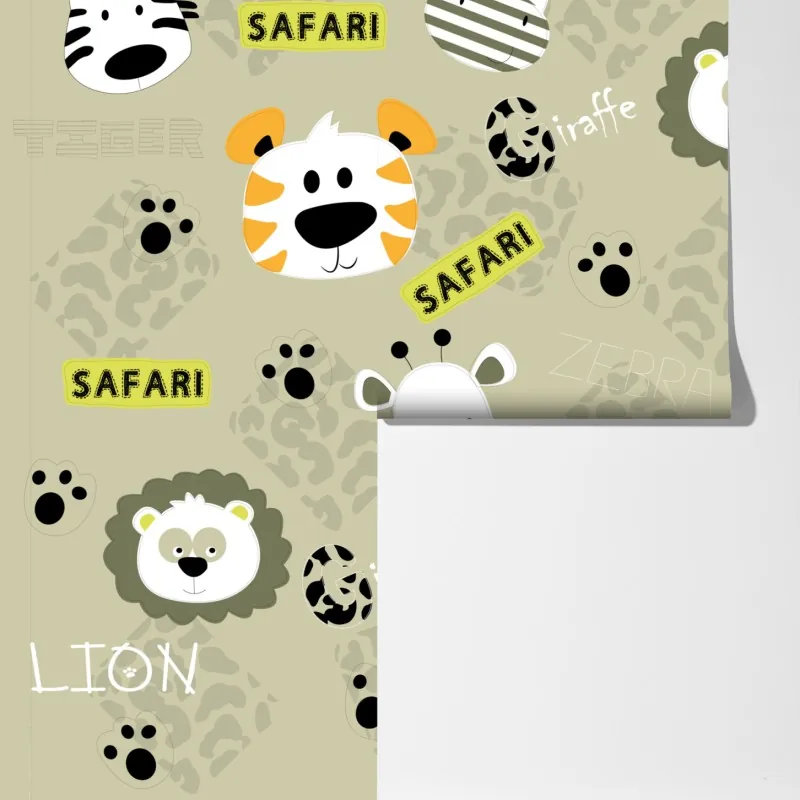 Fototapeta uroczy wzór safari dla dzieci – Wallissimo® Fototapeta uroczy wzór safari dla dzieci – Wallissimo®