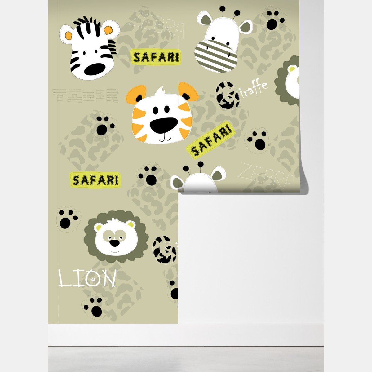 Fototapeta uroczy wzór safari dla dzieci – Wallissimo® Fototapeta uroczy wzór safari dla dzieci – Wallissimo®