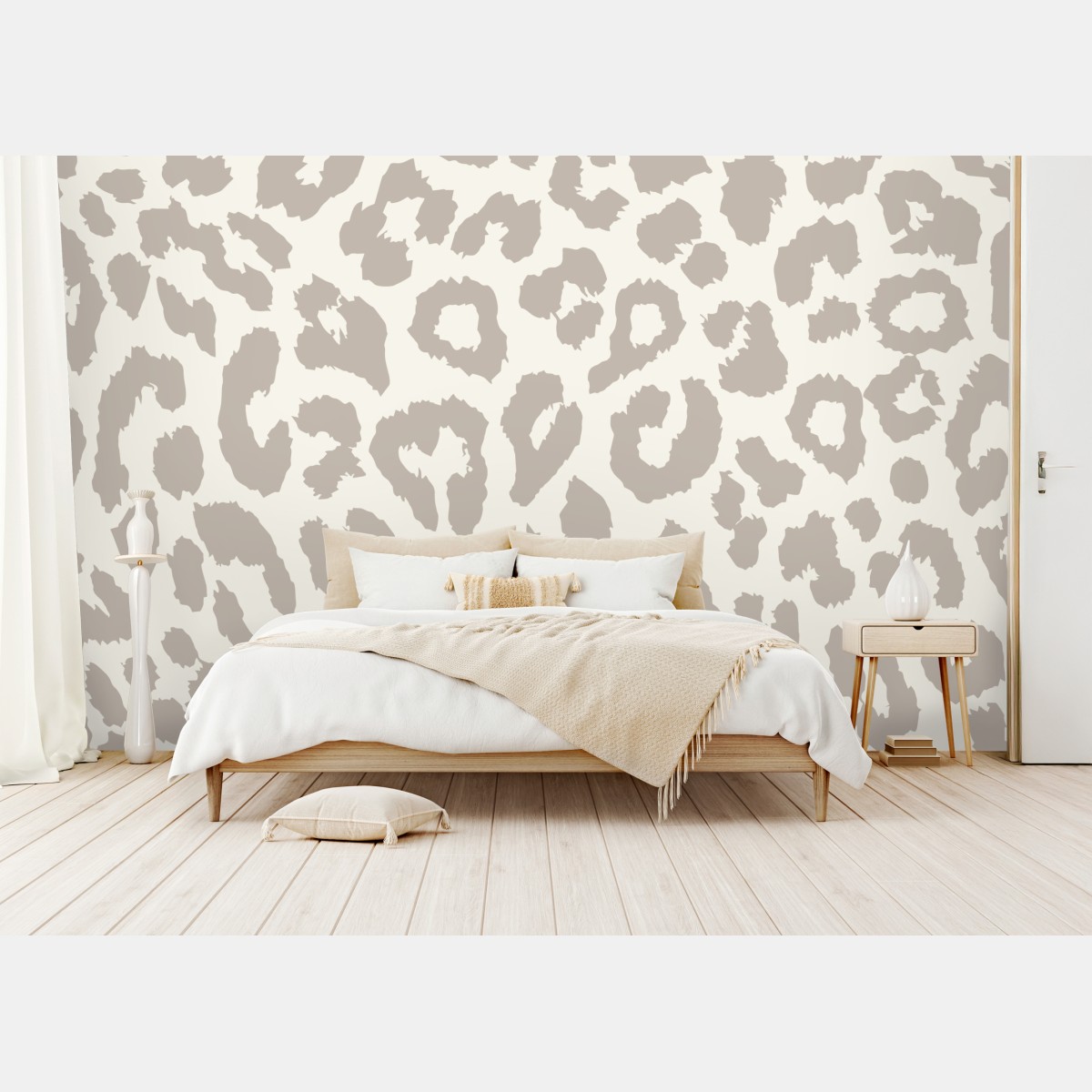 Wall mural neutral beige leopard print pattern
