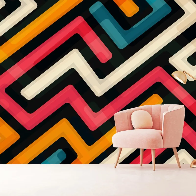 Fototapeta kolorowy geometryczny wzór labiryntu