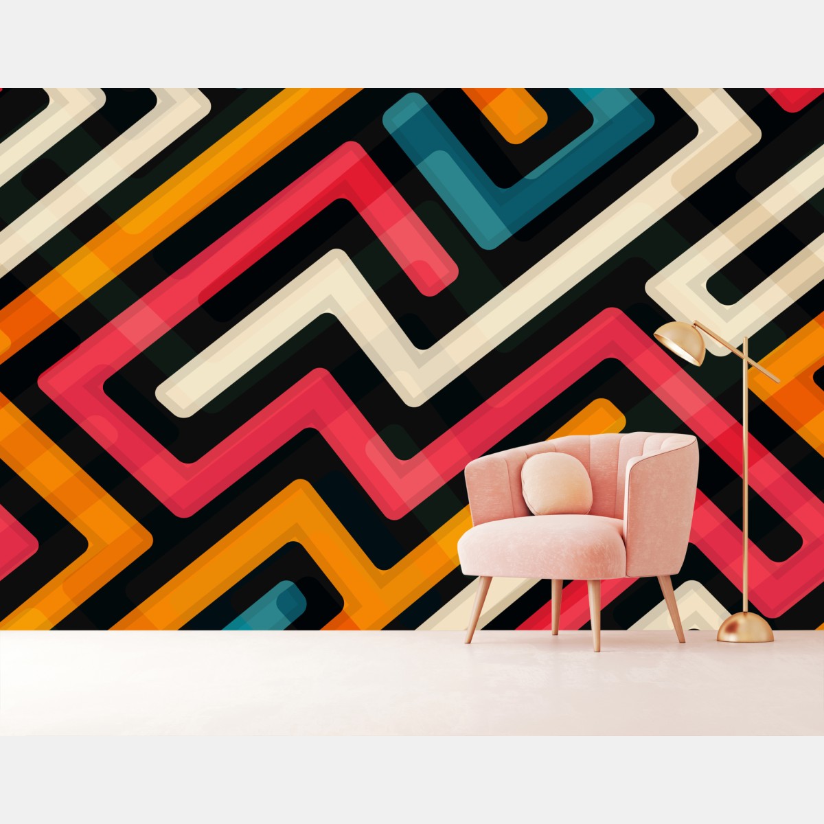 Wall mural colorful geometric maze pattern