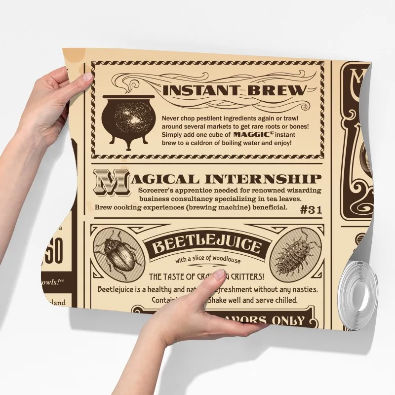 Fototapeta kolaż starych magicznych ogłoszeń – Wallissimo® Fototapeta kolaż starych magicznych ogłoszeń – Wallissimo®