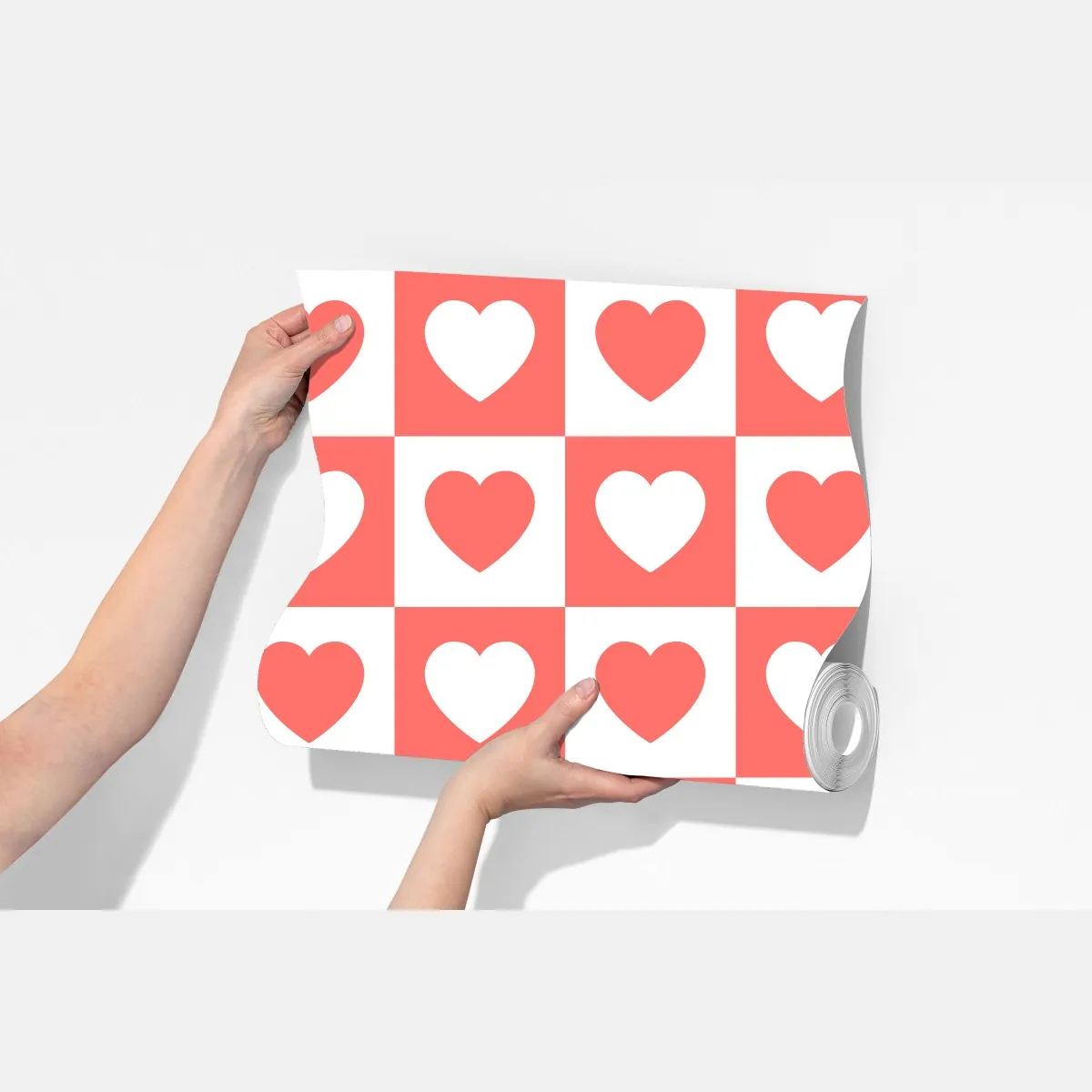 Fototapeta różowy wzór serc w szachownicy – Wallissimo® Fototapeta różowy wzór serc w szachownicy – Wallissimo®