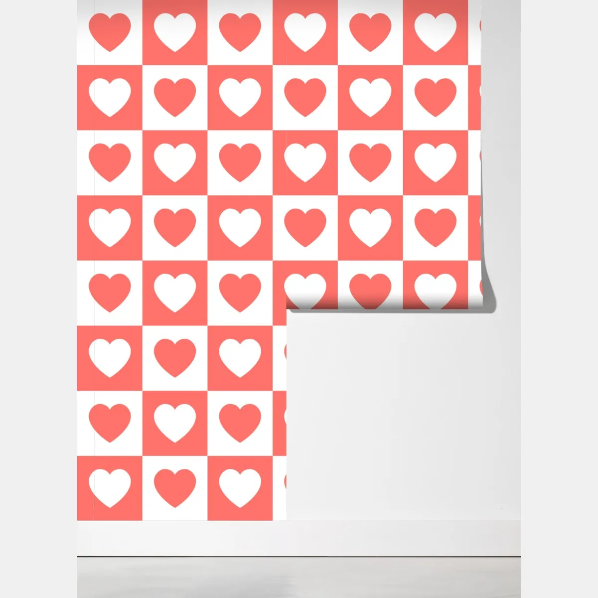 Fototapeta różowy wzór serc w szachownicy – Wallissimo® Fototapeta różowy wzór serc w szachownicy – Wallissimo®