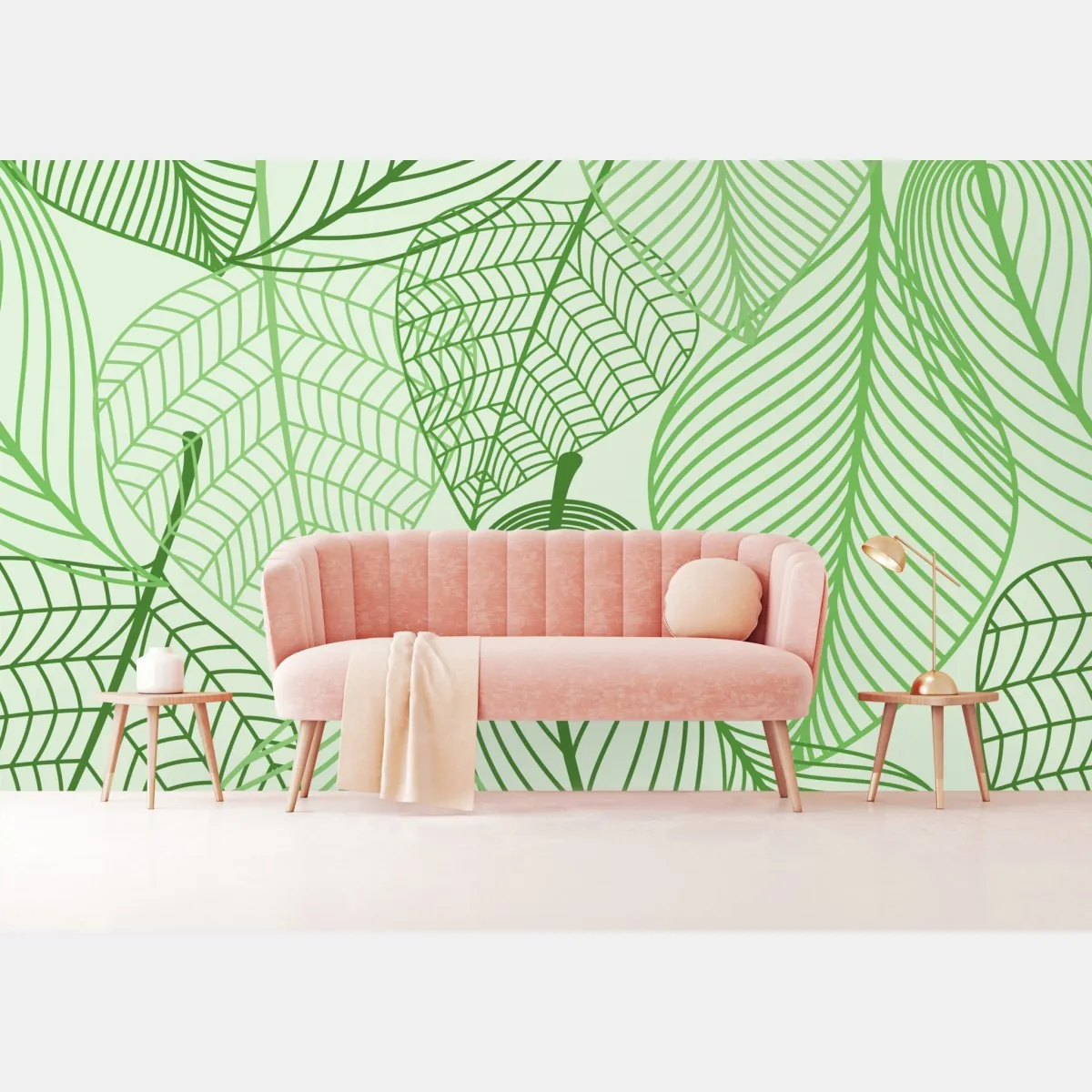 Fototapeta zielony botaniczny wzór liści – Wallissimo® Fototapeta zielony botaniczny wzór liści – Wallissimo®