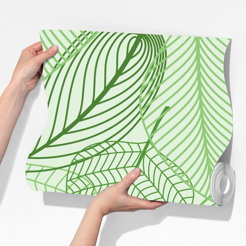 Fototapeta zielony botaniczny wzór liści – Wallissimo® Fototapeta zielony botaniczny wzór liści – Wallissimo®