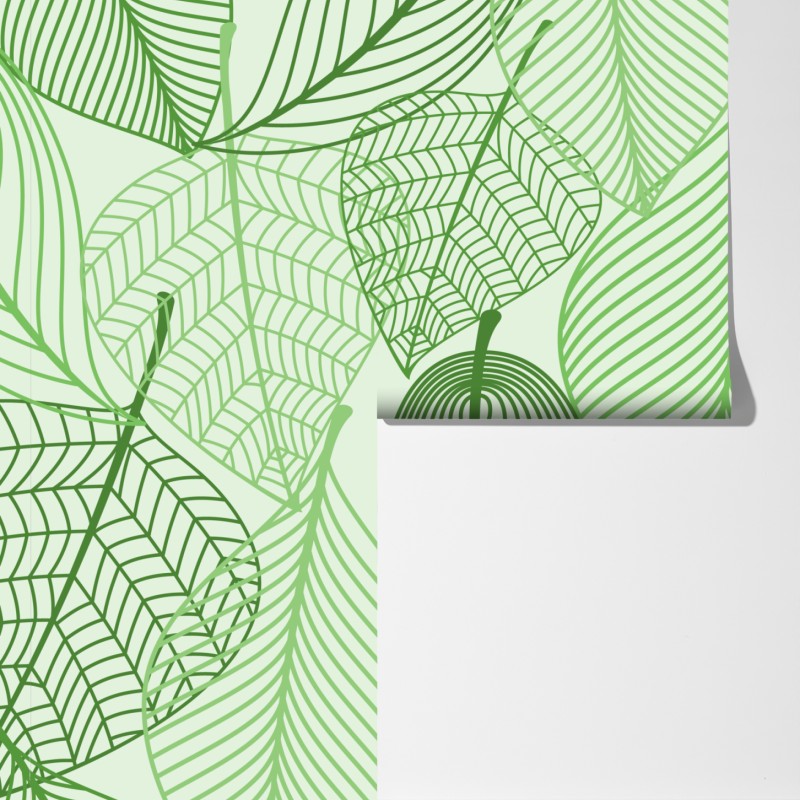 Fototapeta zielony botaniczny wzór liści – Wallissimo® Fototapeta zielony botaniczny wzór liści – Wallissimo®