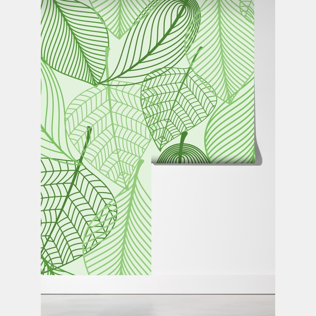 Fototapeta zielony botaniczny wzór liści – Wallissimo® Fototapeta zielony botaniczny wzór liści – Wallissimo®