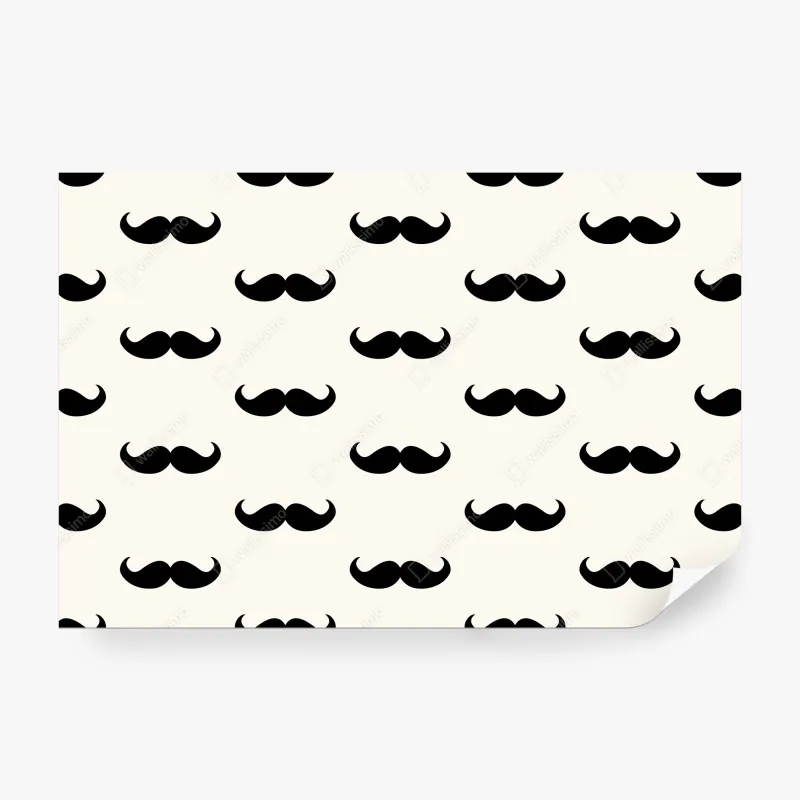 Fototapeta czarny wzór wąsów na beżowym tle
