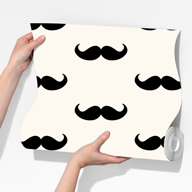 Fototapeta czarny wzór wąsów na beżowym tle – Wallissimo® Fototapeta czarny wzór wąsów na beżowym tle – Wallissimo®