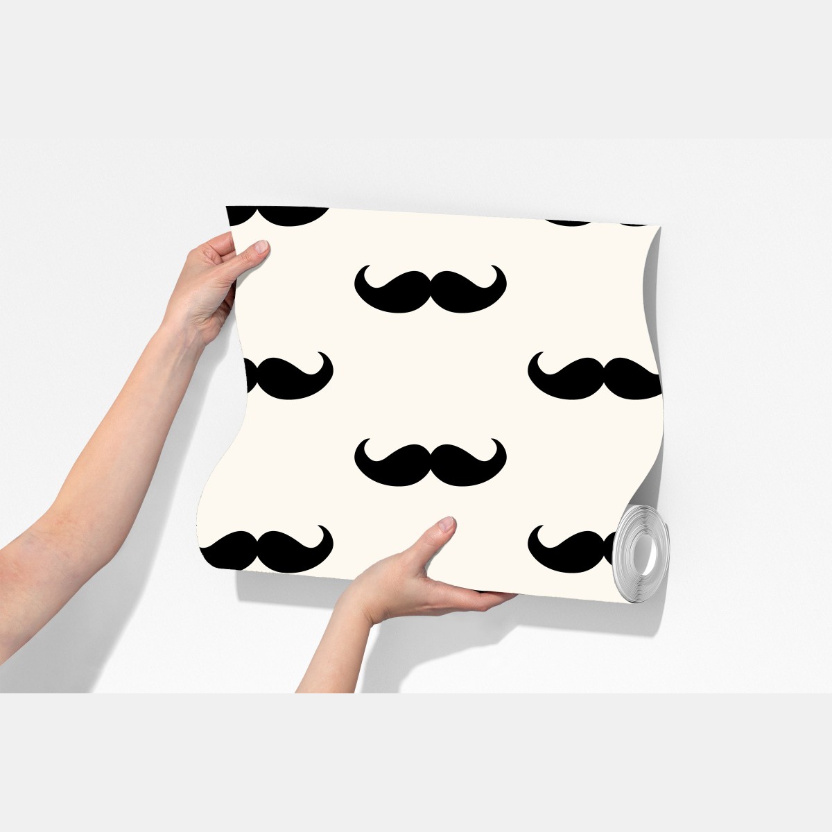 Fototapeta czarny wzór wąsów na beżowym tle – Wallissimo® Fototapeta czarny wzór wąsów na beżowym tle – Wallissimo®