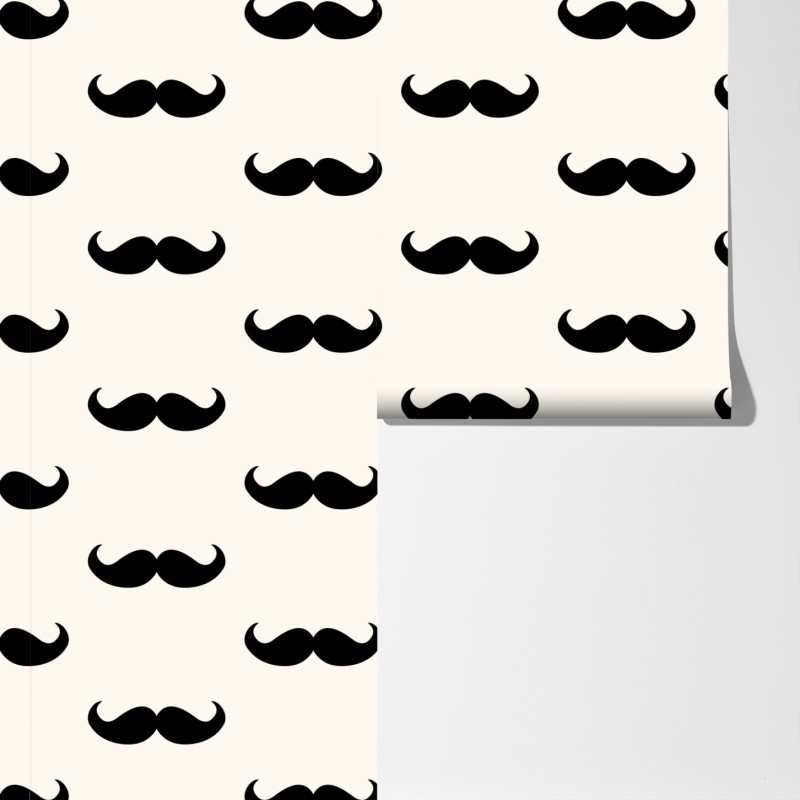 Fototapeta czarny wzór wąsów na beżowym tle – Wallissimo® Fototapeta czarny wzór wąsów na beżowym tle – Wallissimo®