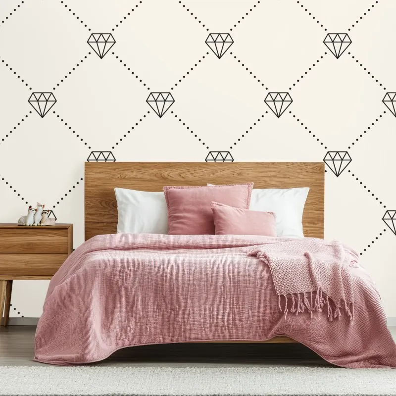 Fototapeta wzór kratki z diamentami na beżowym tle