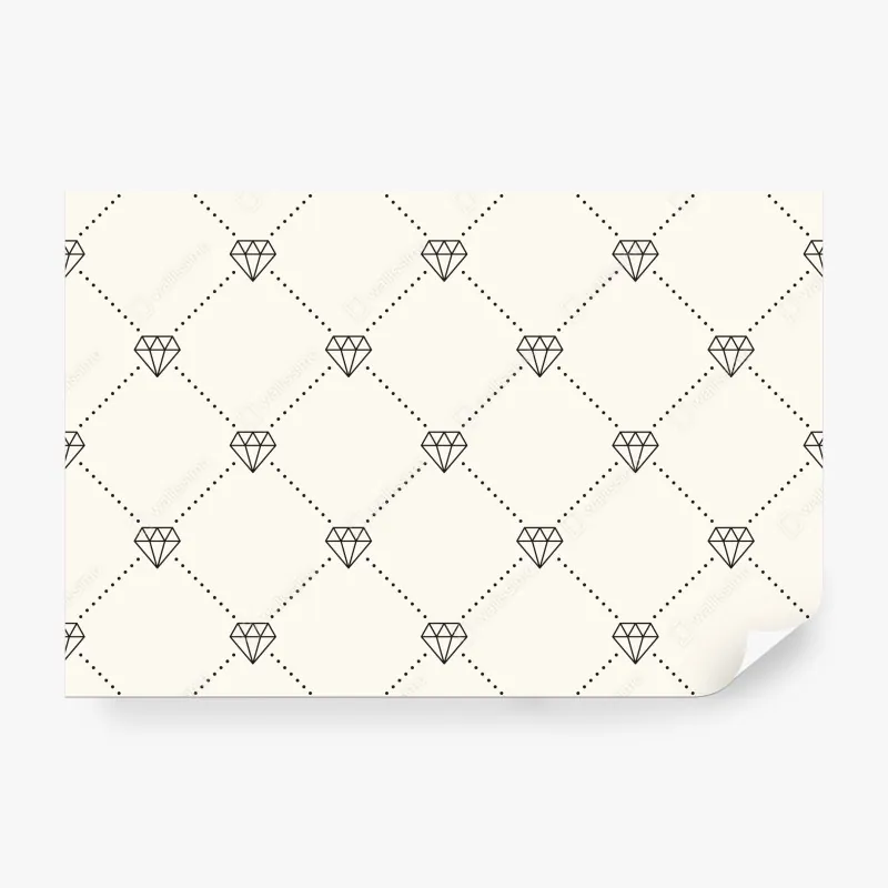 Fototapeta wzór kratki z diamentami na beżowym tle