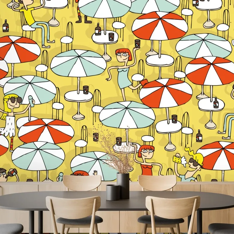 Fototapeta słoneczny wzór z parasolami plażowymi