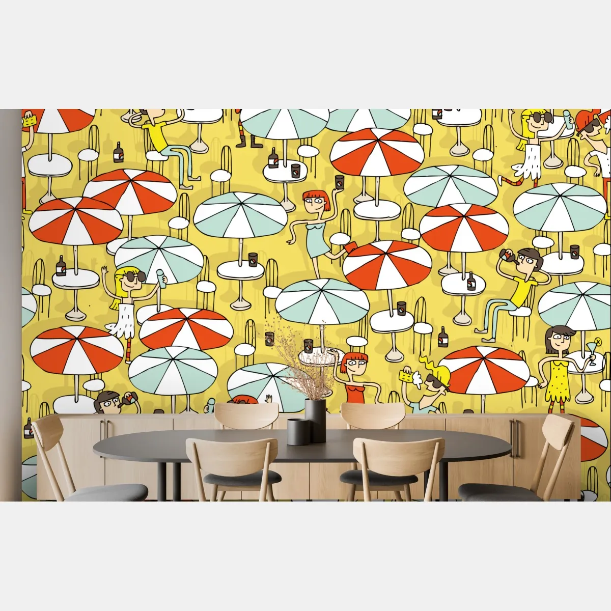 Fototapeta słoneczny wzór z parasolami plażowymi – Wallissimo® Fototapeta słoneczny wzór z parasolami plażowymi – Wallissimo®