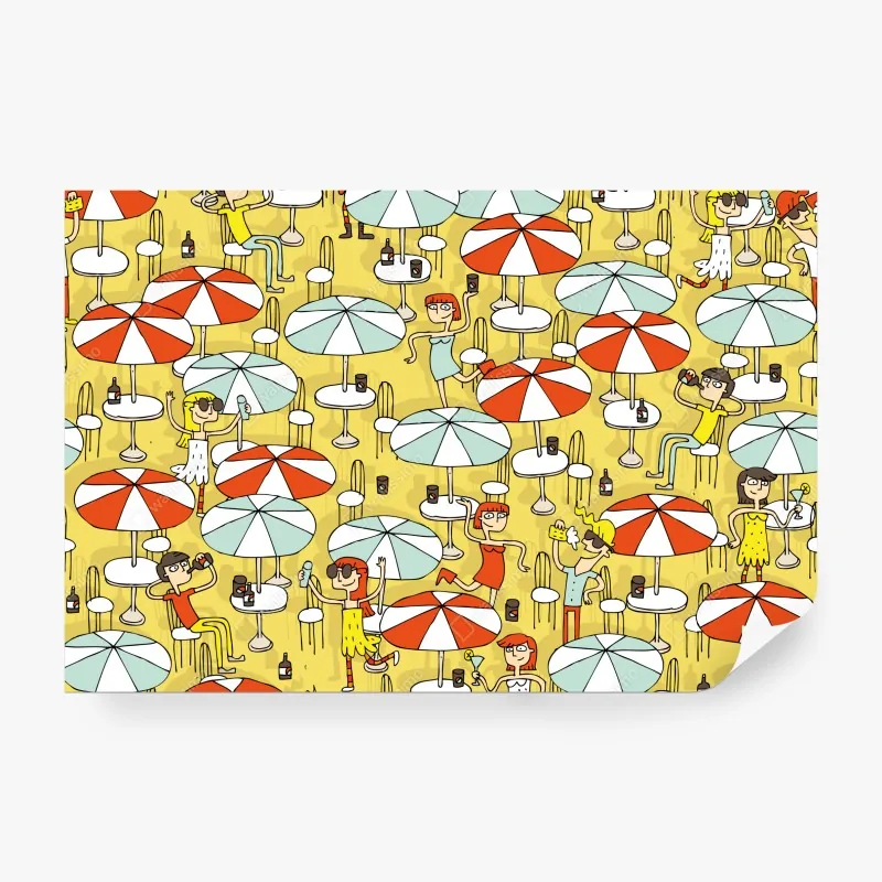 Fototapeta słoneczny wzór z parasolami plażowymi