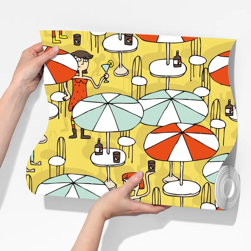 Fototapeta słoneczny wzór z parasolami plażowymi – Wallissimo® Fototapeta słoneczny wzór z parasolami plażowymi – Wallissimo®