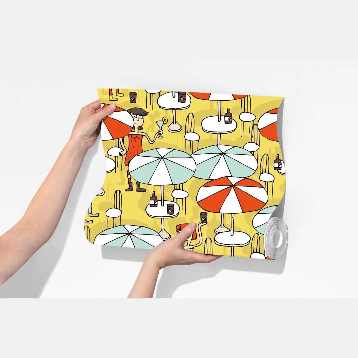 Fototapeta słoneczny wzór z parasolami plażowymi – Wallissimo® Fototapeta słoneczny wzór z parasolami plażowymi – Wallissimo®