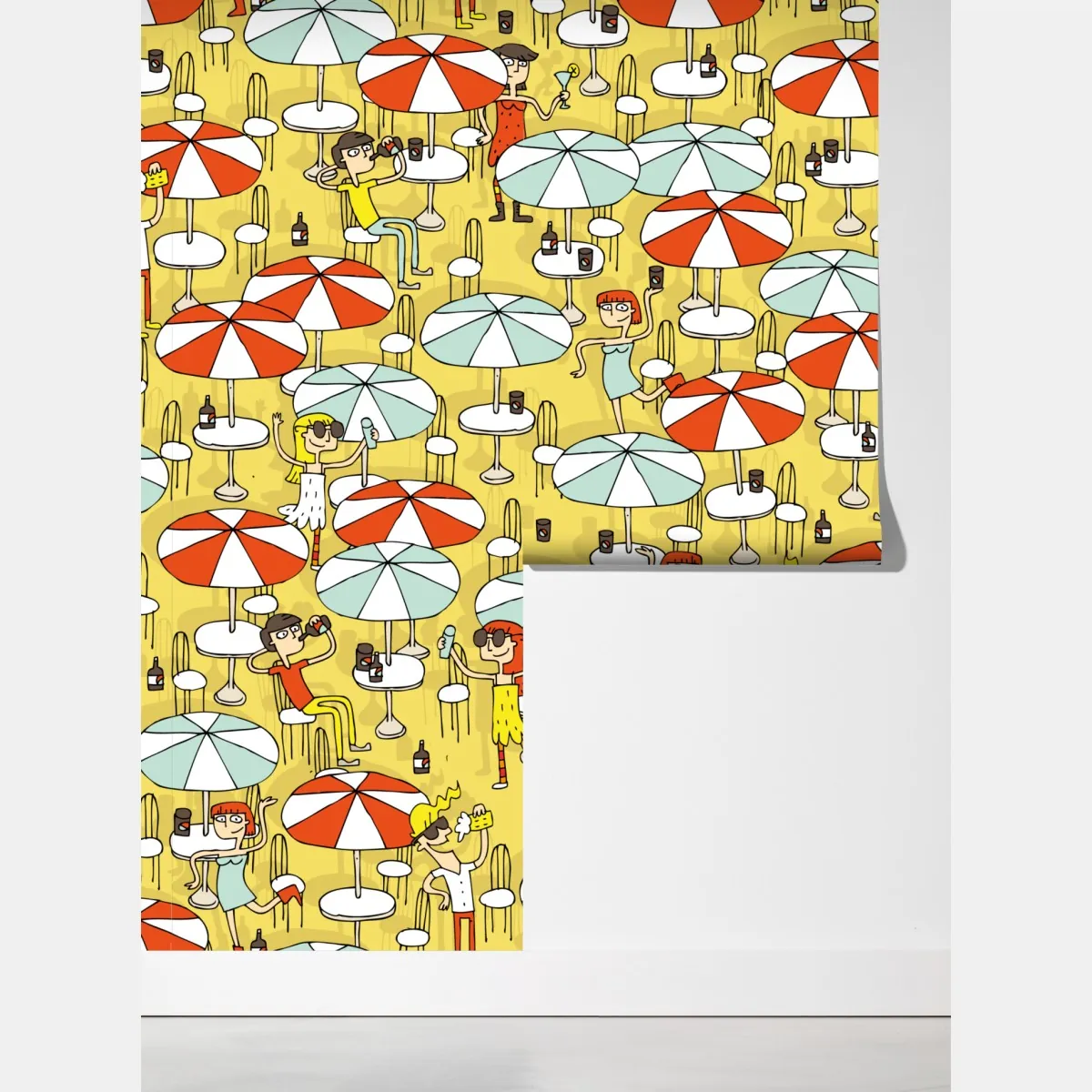 Fototapeta słoneczny wzór z parasolami plażowymi – Wallissimo® Fototapeta słoneczny wzór z parasolami plażowymi – Wallissimo®