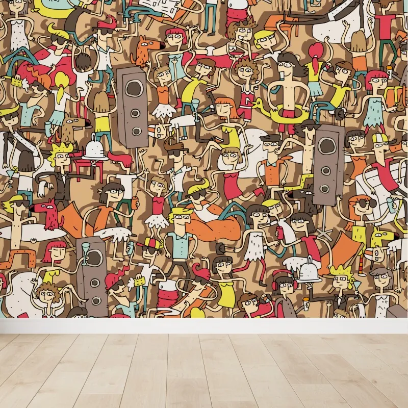 Fototapeta zabawny wzór tłumu na imprezie